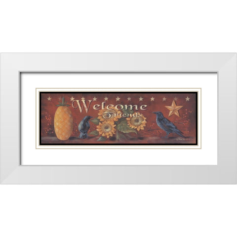 Welcome Friends  White Modern Wood Framed Art Print with Double Matting by Britton, Pam