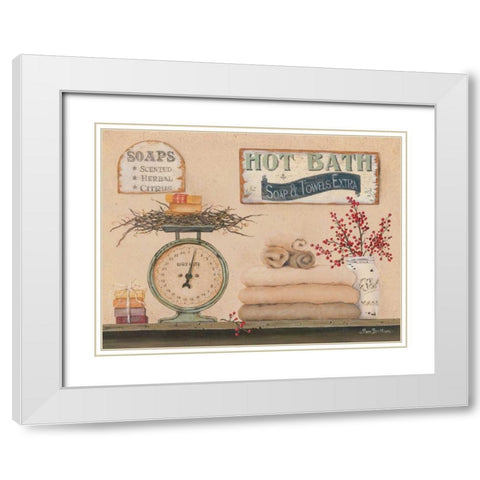 Hot Bath White Modern Wood Framed Art Print with Double Matting by Britton, Pam