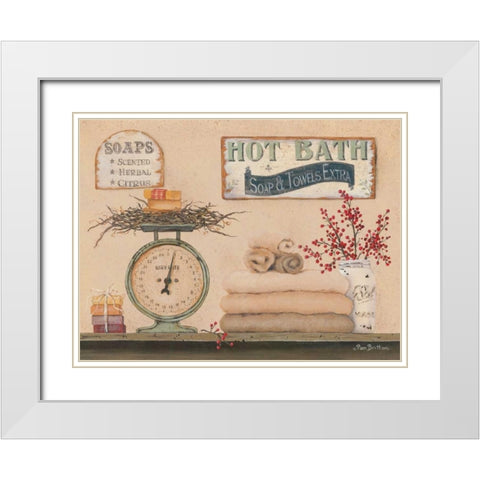 Hot Bath White Modern Wood Framed Art Print with Double Matting by Britton, Pam