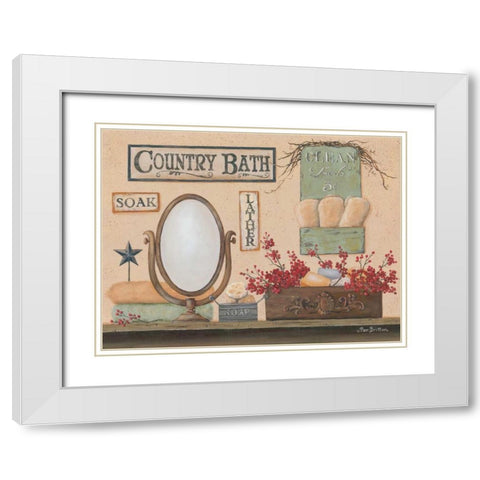 Country Bath White Modern Wood Framed Art Print with Double Matting by Britton, Pam
