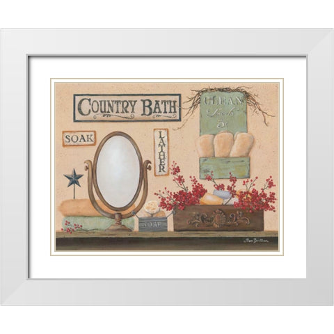 Country Bath White Modern Wood Framed Art Print with Double Matting by Britton, Pam