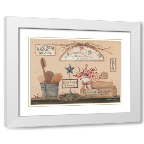 Wash Room White Modern Wood Framed Art Print with Double Matting by Britton, Pam