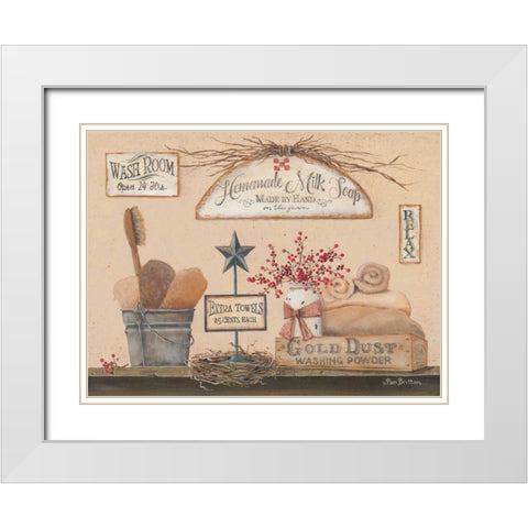 Wash Room White Modern Wood Framed Art Print with Double Matting by Britton, Pam