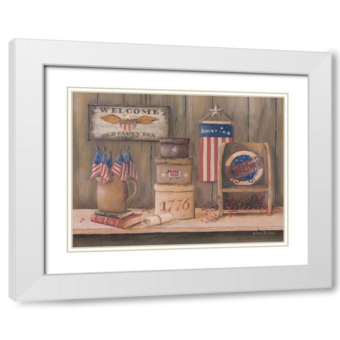 Sweet Land of Liberty White Modern Wood Framed Art Print with Double Matting by Britton, Pam