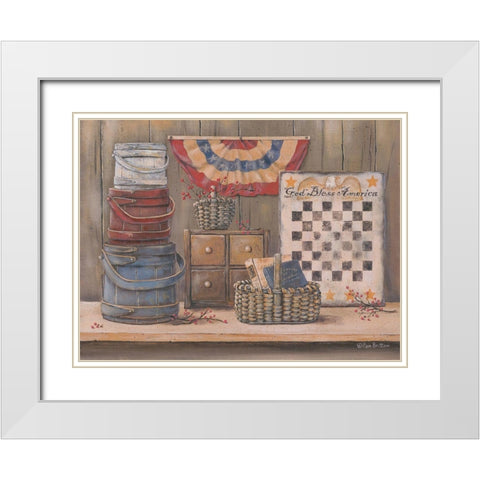 God Bless America White Modern Wood Framed Art Print with Double Matting by Britton, Pam