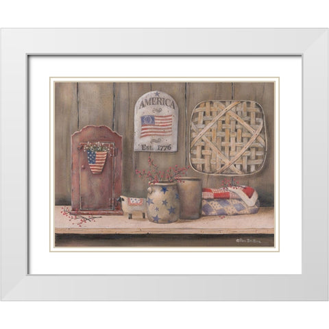 America Est. 1776 White Modern Wood Framed Art Print with Double Matting by Britton, Pam