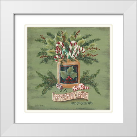 A Peppermint Christmas   White Modern Wood Framed Art Print with Double Matting by Britton, Pam