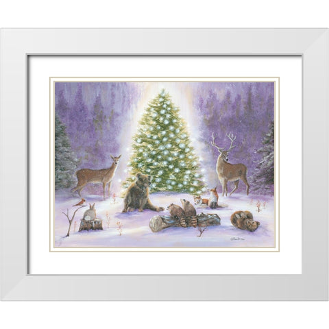 Woodland Gathering White Modern Wood Framed Art Print with Double Matting by Britton, Pam