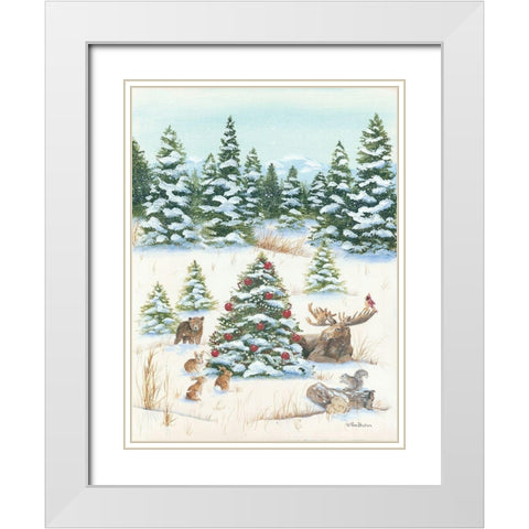 Woodland Friends White Modern Wood Framed Art Print with Double Matting by Britton, Pam