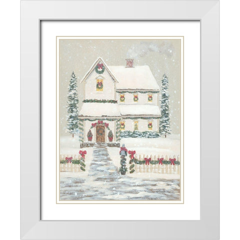 Holiday Home White Modern Wood Framed Art Print with Double Matting by Britton, Pam