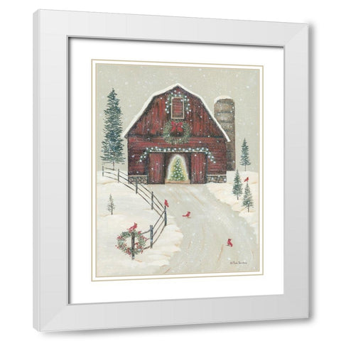 Holiday Barn White Modern Wood Framed Art Print with Double Matting by Britton, Pam