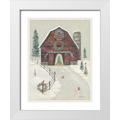 Holiday Barn White Modern Wood Framed Art Print with Double Matting by Britton, Pam