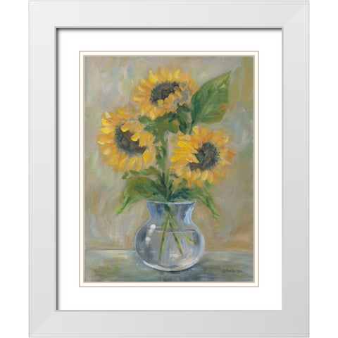 Sunny Bouquet White Modern Wood Framed Art Print with Double Matting by Britton, Pam