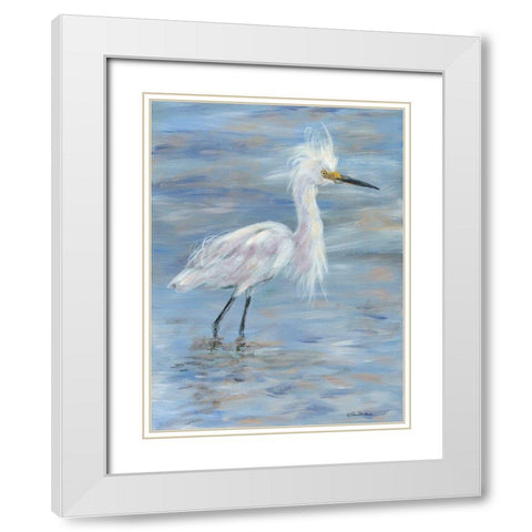 Egret White Modern Wood Framed Art Print with Double Matting by Britton, Pam