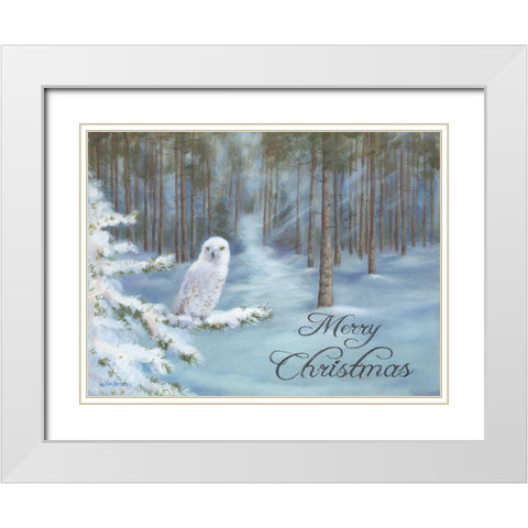 Snowy Owl White Modern Wood Framed Art Print with Double Matting by Britton, Pam