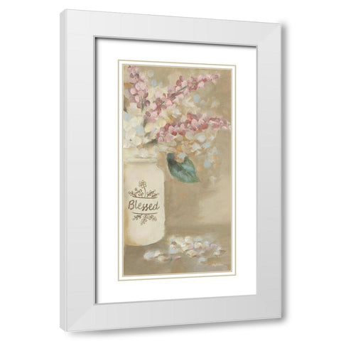 Blessed Flowers White Modern Wood Framed Art Print with Double Matting by Britton, Pam