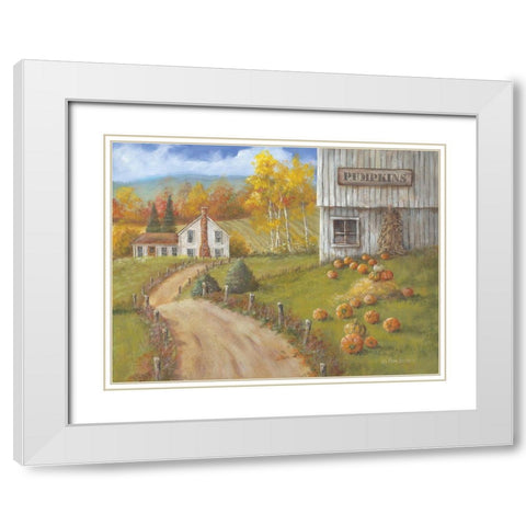 Harvest Pumpkin Farm White Modern Wood Framed Art Print with Double Matting by Britton, Pam