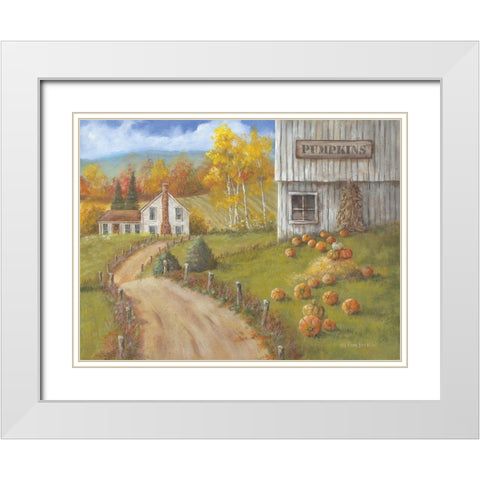 Harvest Pumpkin Farm White Modern Wood Framed Art Print with Double Matting by Britton, Pam