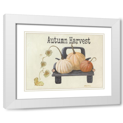 Autumn Harvest Truck White Modern Wood Framed Art Print with Double Matting by Britton, Pam