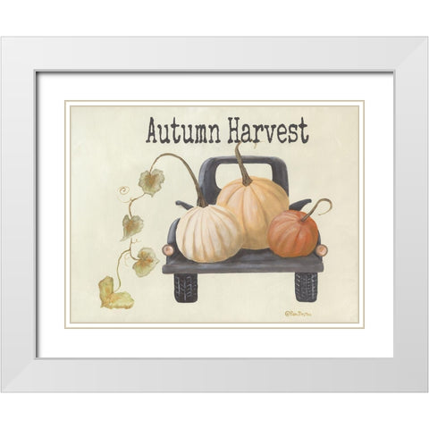 Autumn Harvest Truck White Modern Wood Framed Art Print with Double Matting by Britton, Pam