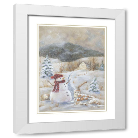 Snowy Day Fun White Modern Wood Framed Art Print with Double Matting by Britton, Pam