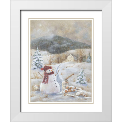 Snowy Day Fun White Modern Wood Framed Art Print with Double Matting by Britton, Pam