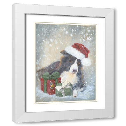 A Furry Santa White Modern Wood Framed Art Print with Double Matting by Britton, Pam