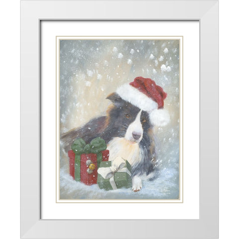 A Furry Santa White Modern Wood Framed Art Print with Double Matting by Britton, Pam