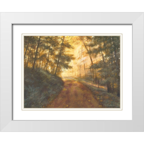 Golden Forest White Modern Wood Framed Art Print with Double Matting by Britton, Pam