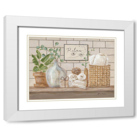 Still Life Bath II White Modern Wood Framed Art Print with Double Matting by Britton, Pam