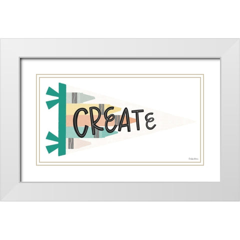 Create Pennant White Modern Wood Framed Art Print with Double Matting by Lady Louise Designs