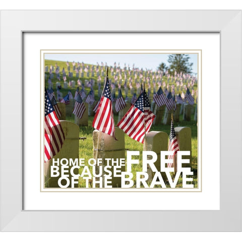 Because of the Brave White Modern Wood Framed Art Print with Double Matting by Lady Louise Designs