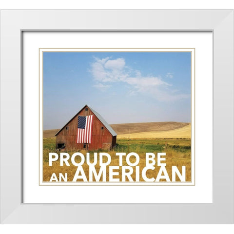Proud American White Modern Wood Framed Art Print with Double Matting by Lady Louise Designs