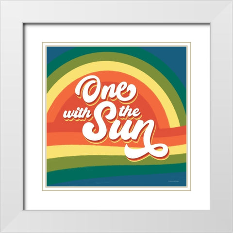 One with the Sun   White Modern Wood Framed Art Print with Double Matting by Lady Louise Designs