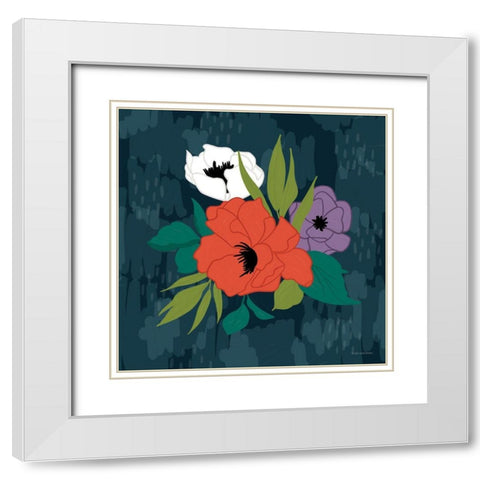 Bright Floral II White Modern Wood Framed Art Print with Double Matting by Lady Louise Designs