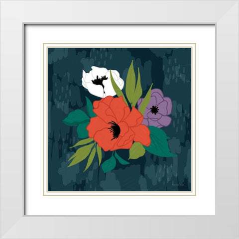 Bright Floral II White Modern Wood Framed Art Print with Double Matting by Lady Louise Designs