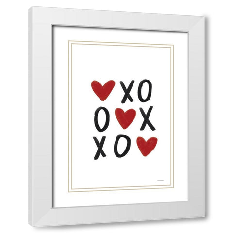 XOXO White Modern Wood Framed Art Print with Double Matting by Lady Louise Designs