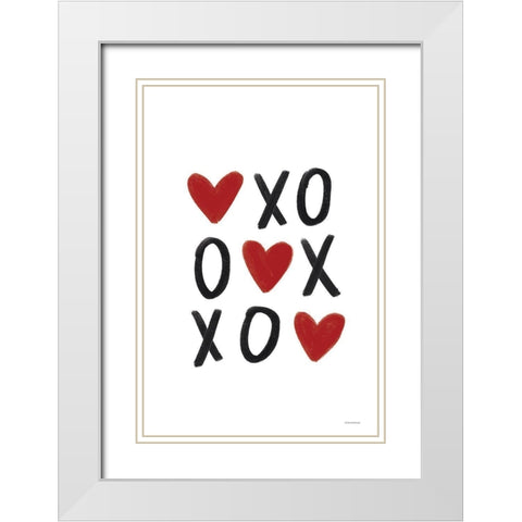 XOXO White Modern Wood Framed Art Print with Double Matting by Lady Louise Designs