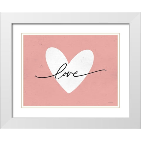 Love Heart White Modern Wood Framed Art Print with Double Matting by Lady Louise Designs