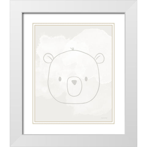 Soft Bear White Modern Wood Framed Art Print with Double Matting by Lady Louise Designs