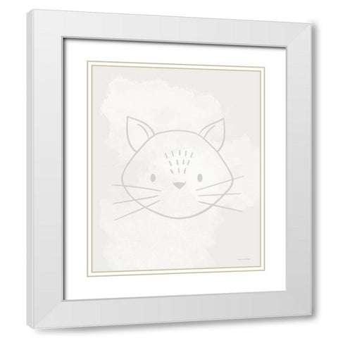 Soft Cat White Modern Wood Framed Art Print with Double Matting by Lady Louise Designs