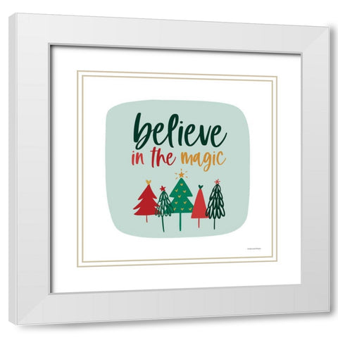 Believe in the Magic White Modern Wood Framed Art Print with Double Matting by Lady Louise Designs