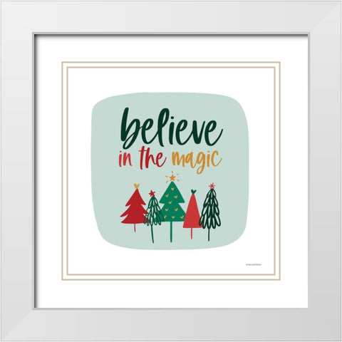 Believe in the Magic White Modern Wood Framed Art Print with Double Matting by Lady Louise Designs