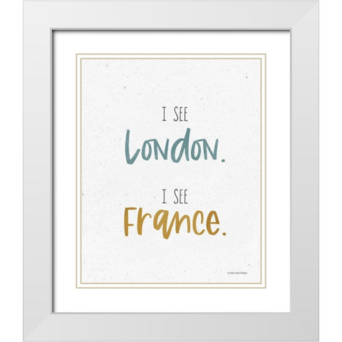 I See London White Modern Wood Framed Art Print with Double Matting by Lady Louise Designs