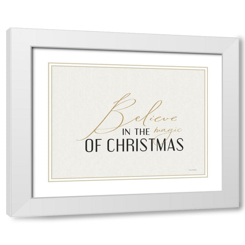 Believe in the Magic of Christmas White Modern Wood Framed Art Print with Double Matting by Lady Louise Designs
