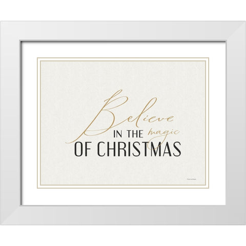 Believe in the Magic of Christmas White Modern Wood Framed Art Print with Double Matting by Lady Louise Designs