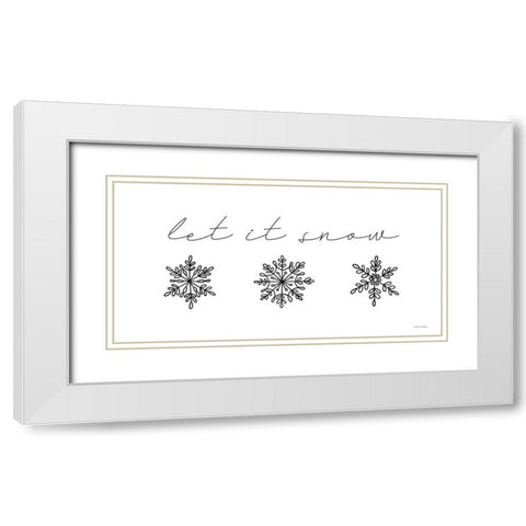 Let It Snow White Modern Wood Framed Art Print with Double Matting by Lady Louise Designs