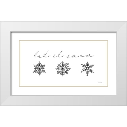 Let It Snow White Modern Wood Framed Art Print with Double Matting by Lady Louise Designs