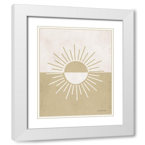 Neutral Nursery Half Sun     White Modern Wood Framed Art Print with Double Matting by Lady Louise Designs