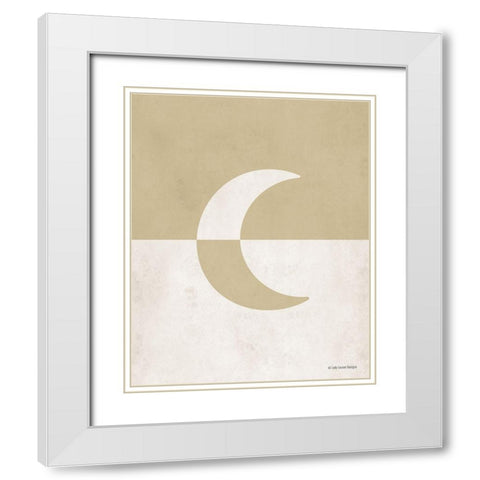 Neutral Nursery Half Moon     White Modern Wood Framed Art Print with Double Matting by Lady Louise Designs